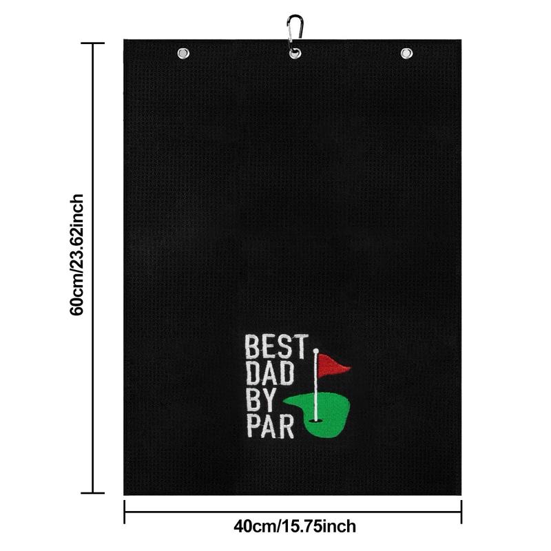 Best Dad By PAR Microfiber Golf Towel with Quick-Dry Dual-Sided Design, Portable Carabiner, Gentle Cleaning, Durable & Easy-Care golf towel golf gift