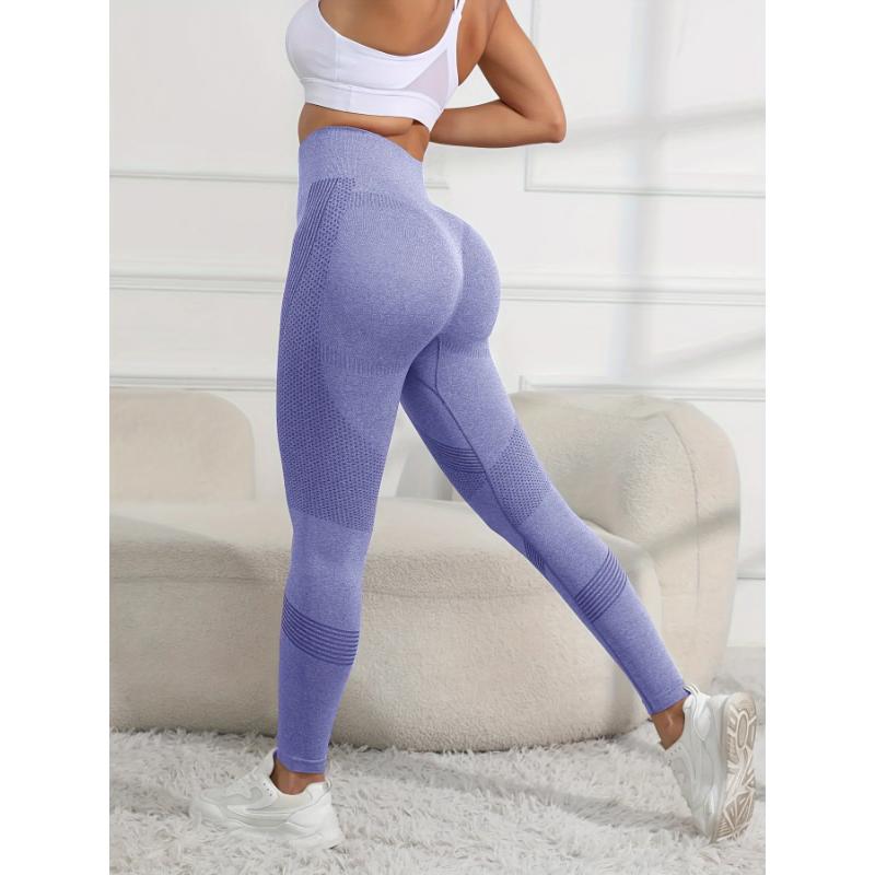 Seamless Sports Leggings For Women, High Waist Yoga Scrunch Butt Lifting Elastic Tights, Women's Activewear