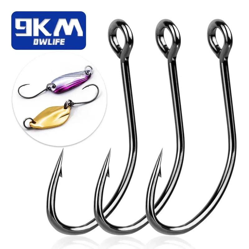 Fishing Hook, 50pcs set Single Hook Fishing Spoon Blade Baits Hook, Walleye Bass Fishing Lures, Saltwater Fishing Sequins Crankbaits Hooks