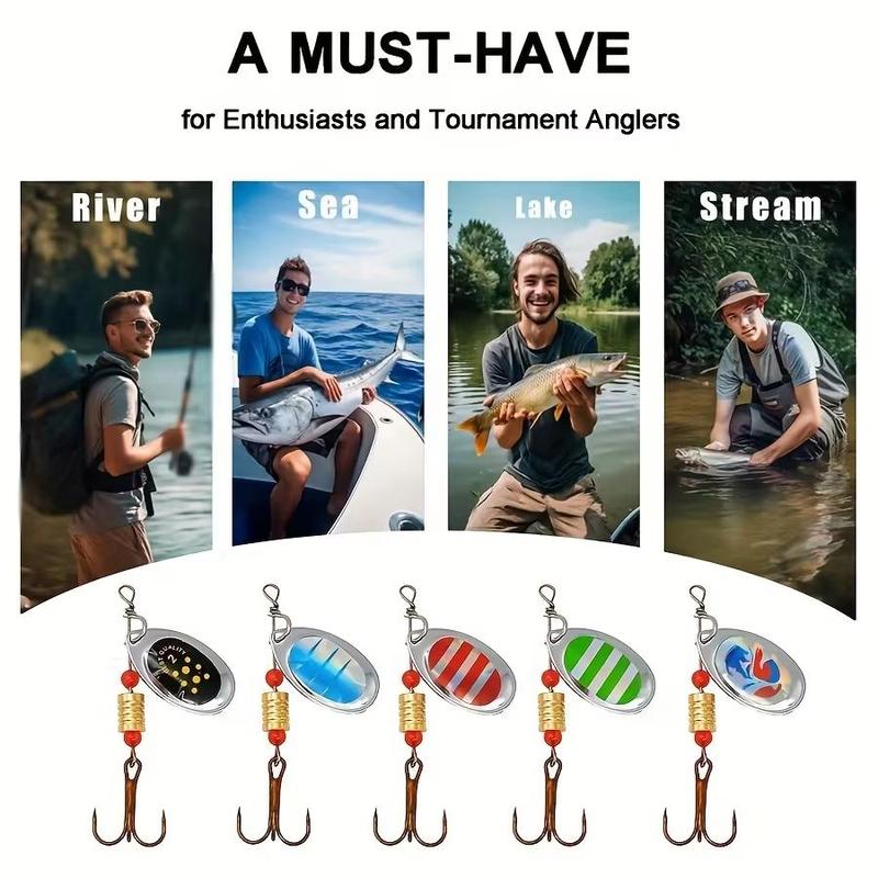 Artificial Fishing Lure, 10pcs box Rotating Sequin Fishing Bait with Storage Box, Fishing Accessories for Outdoor Fishing, Christmas Gift