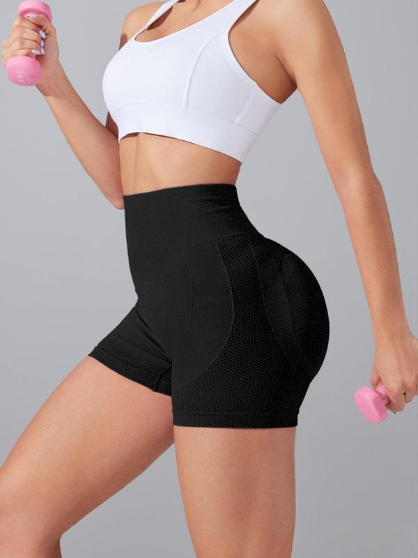 Women's Solid High Waist Sports Shorts, Breathable Comfortable Seamless High Stretch Skinny Shorts, Gym Shorts, Ladies Sportswear for Yoga Gym Workout