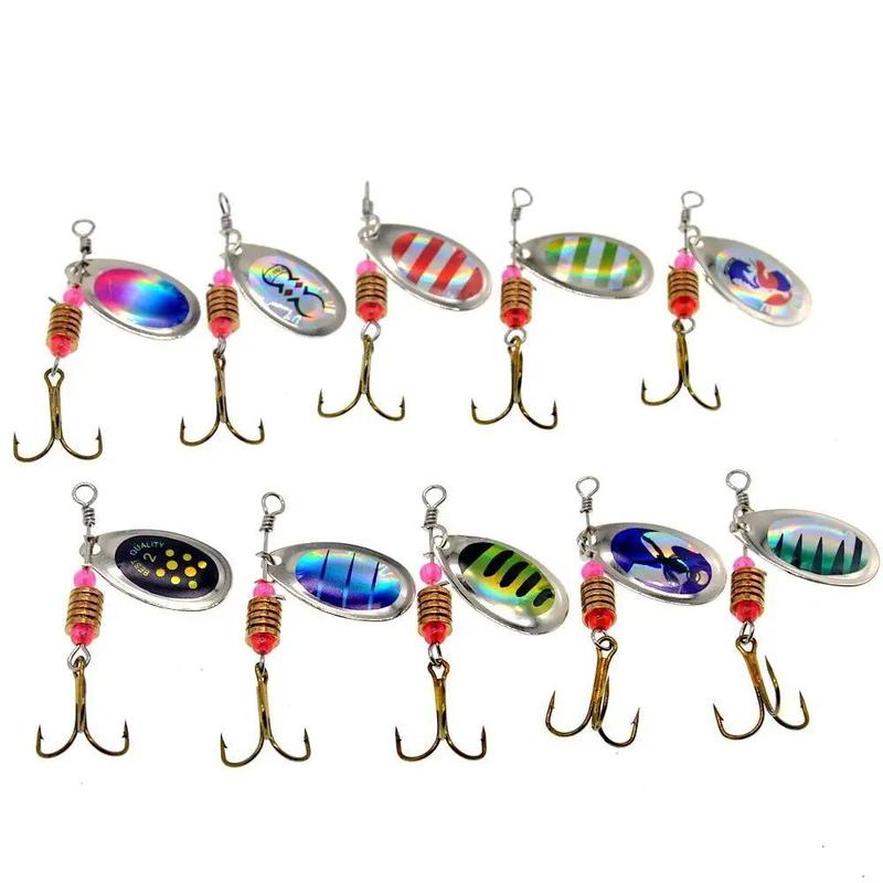 Artificial Fishing Lure, 10pcs box Rotating Sequin Fishing Bait with Storage Box, Fishing Accessories for Outdoor Fishing, Christmas Gift