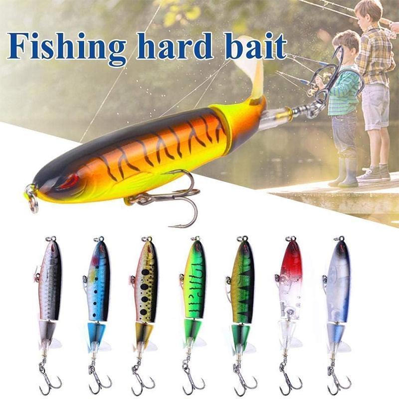 Artificial Fishing Lure, 10pcs Floating Rotating Tail Fishing Lure with Barb Treble Hooks, Fishing Accessories for Saltwater Freshwater