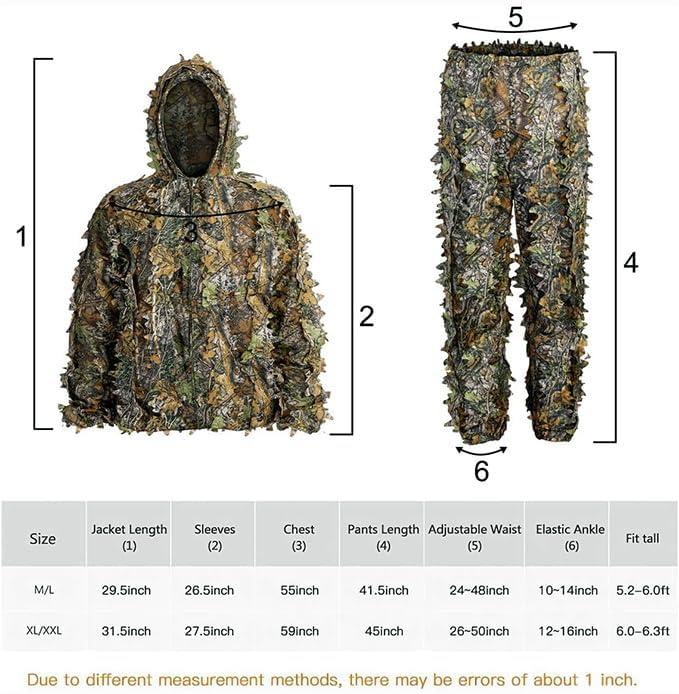 Ghillie Suit, 3D Leafy Ghillie Suit and Camo Suit, Ghillie Suit for Men Camouflage Suits, Turkey Hunting, Lightweight Gear Hunting Clothes for Outdoor Woodland and Halloween. training tracksuit tracksuit tracksuit tracksuit