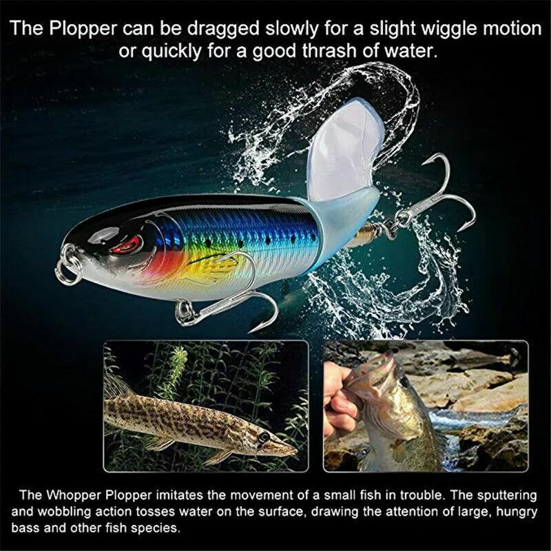 Whopper Plopper Topwater Floating Fishing Lures Baits Rotating Tail for Bass US