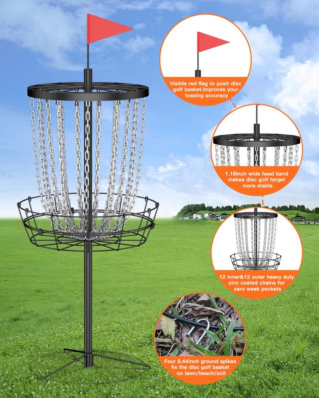 pet     Disc Golf Basket,24 Chain Portable Disc Golf Baskets with Bag,Disk Golf Basket, Disc Golf Targets,Disc Golf Goal,Disc Golf Cage Outdoor Indoor Professional Practice