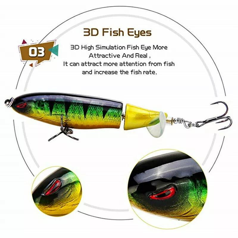 Whopper Plopper Topwater Floating Fishing Lures Baits Rotating Tail for Bass US