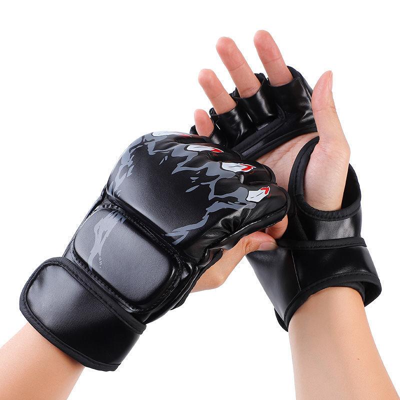 1 Pair MMA Boxing Gloves, Half Finger Punching Gloves, Training Mitts, Halloween Gifts