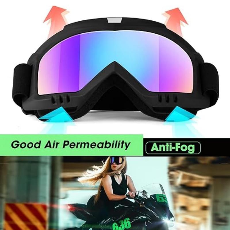 Off-road Vehicle Goggles, Anti-fog Windproof Motorcycle Goggles for Women & Men, Dustproof Goggles for Cycling Ski Car Racing