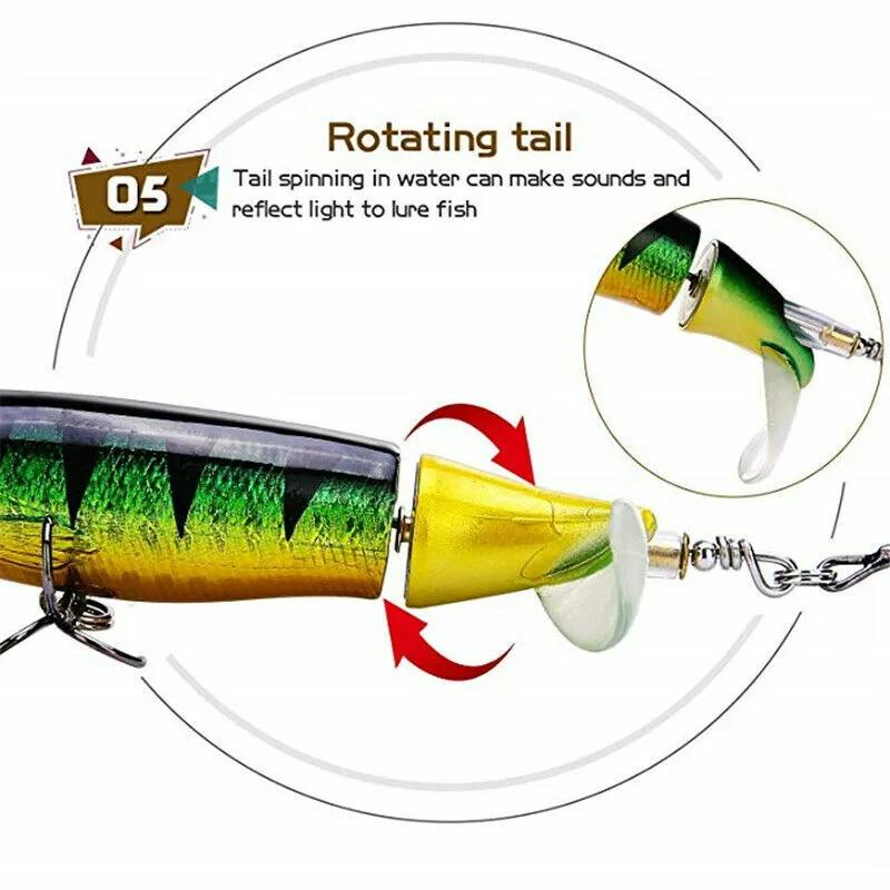 Whopper Plopper Topwater Floating Fishing Lures Baits Rotating Tail for Bass US