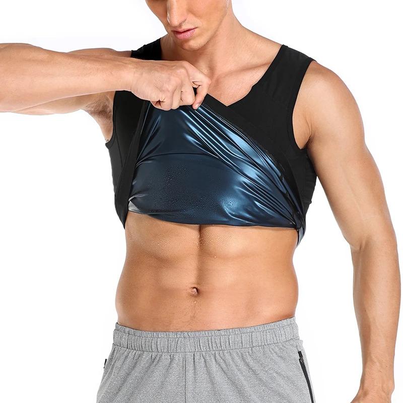 Men's Sauna Vest Waist Trainer Polymer Sauna Suit for Fitness Heat Trapping Zipper Sweat Sauna Workout Tank Tops Gmy Fitness