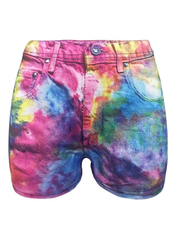 Women's Tie Dye Print Biker Shorts, Casual Comfy Skinny Shorts for Daily Wear, Ladies Bottoms for Summer