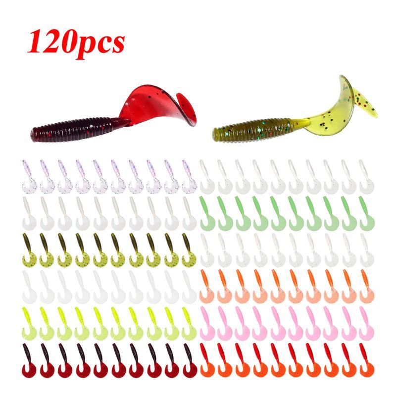 Mixed Color Artificial Fishing Lure Kit, 120pcs set Soft Lifelike Fishing Baits, Fishing Accessories for Outdoor Fishing