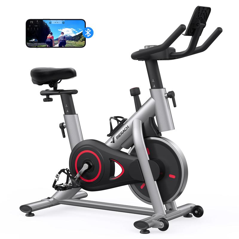 MERACH Exercise Bike for Home, Stationary Bike with Enhanced Electronic LED, Silent Belt Drive and Comfortable Seat Cushion for Home Cardio Workout