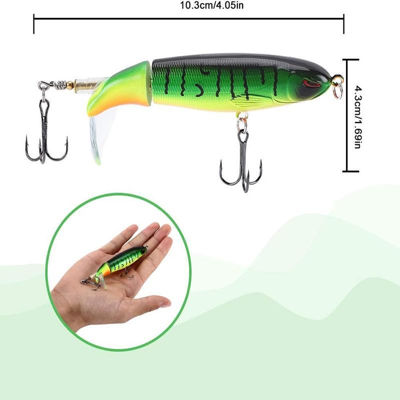 Artificial Fishing Lure, 10pcs Floating Rotating Tail Fishing Lure with Barb Treble Hooks, Fishing Accessories for Saltwater Freshwater