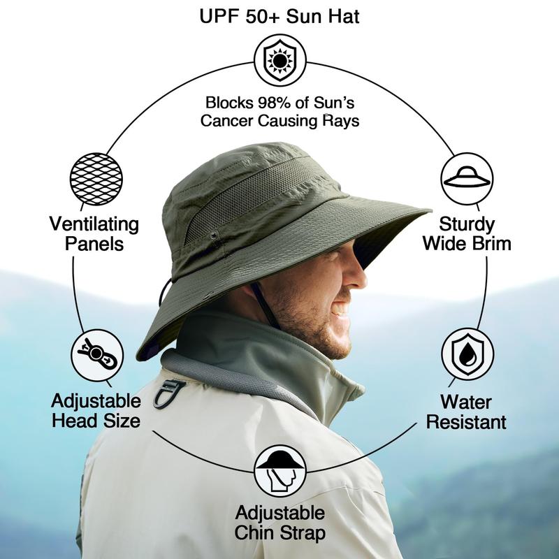 Sun Hats for Men Women Fishing Hat UPF 50+ Breathable Wide Brim Summer UV Protection Hat