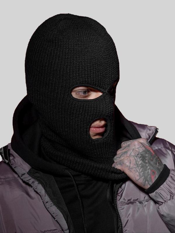 Solid Color Ripped Balaclava Mask, Breathable Soft Durable Balaclava Mask, Elastic Motorcycle Sports Mask for Men & Women