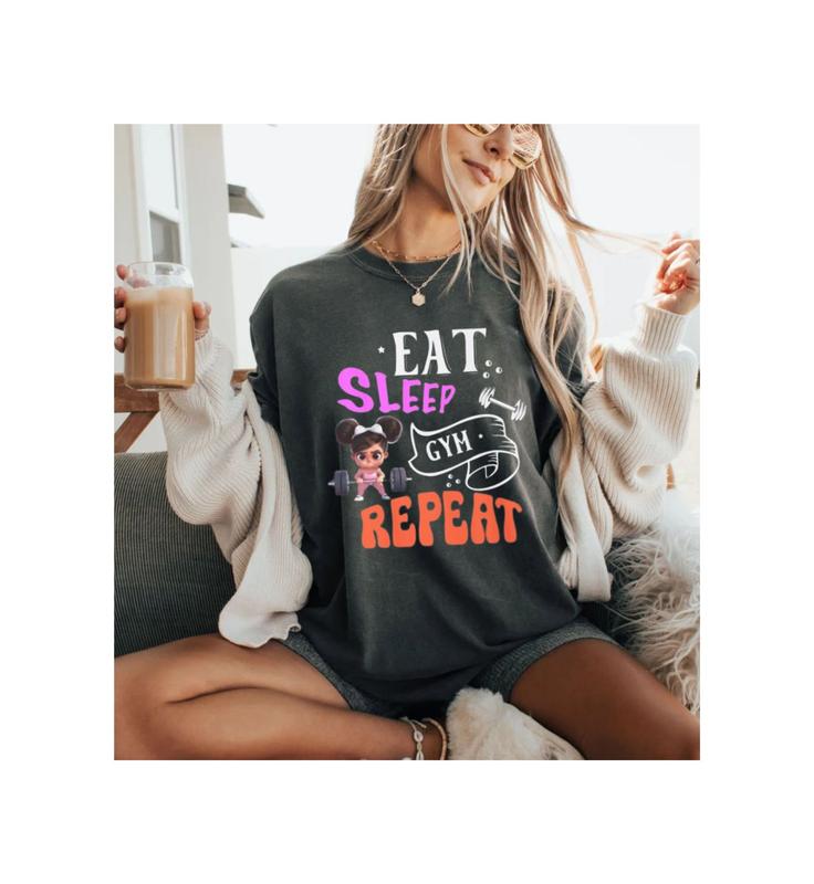 Gym Shirt, Eat Sleep Gym Repeat Lifting Shirt, Shirt Women at the Gym Bodybuilding, Tshirt Pump Cover Gym, Pump Tshirt Oversized Tee