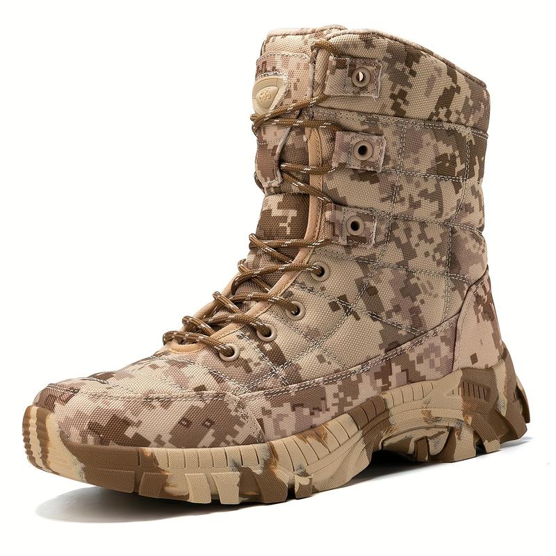 MEN'S trendy high top camouflage boots comfortable non slip lace up durable rubber sole hiking shoes for MEN'S outdoor activities