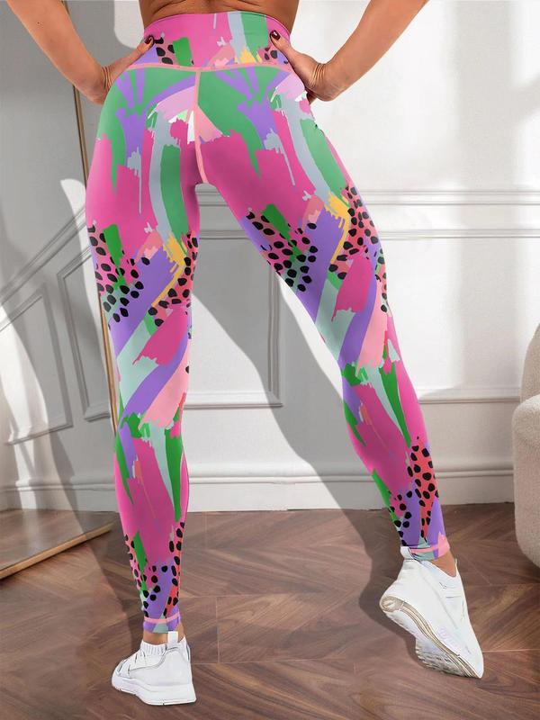 Women's All Over Print High Waist Leggings, Casual Comfy Breathable Skinny Pants for Yoga Gym Workout, Ladies Bottoms for All Seasons