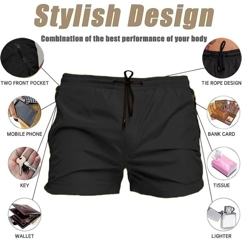 Mens Swim Trunks Quick Dry Swimwear Zipper Pockets, Swim Shorts with Mesh Lining