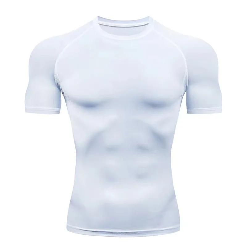 2024 Compression T Shirt Men Summer Sportswear Running T-shirt Elastic Quick Dry Sport Tops Tee Athletic Gym Workout Shirts Men