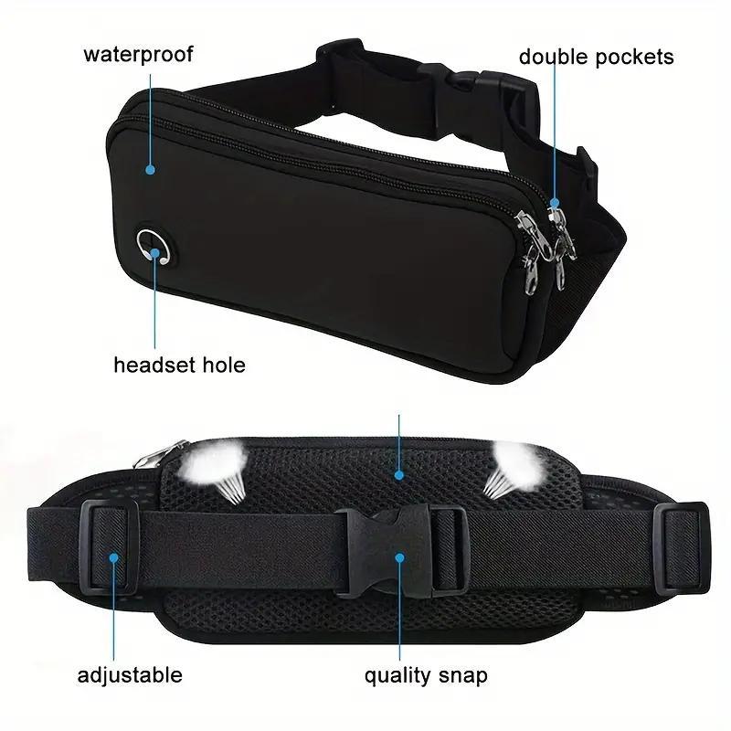 Adjustable Waist Bag, Waterproof Waist Bag with Adjustable Strap & Multiple Pockets, Sports Storage Bag for Running, Cycling & Gym Workout