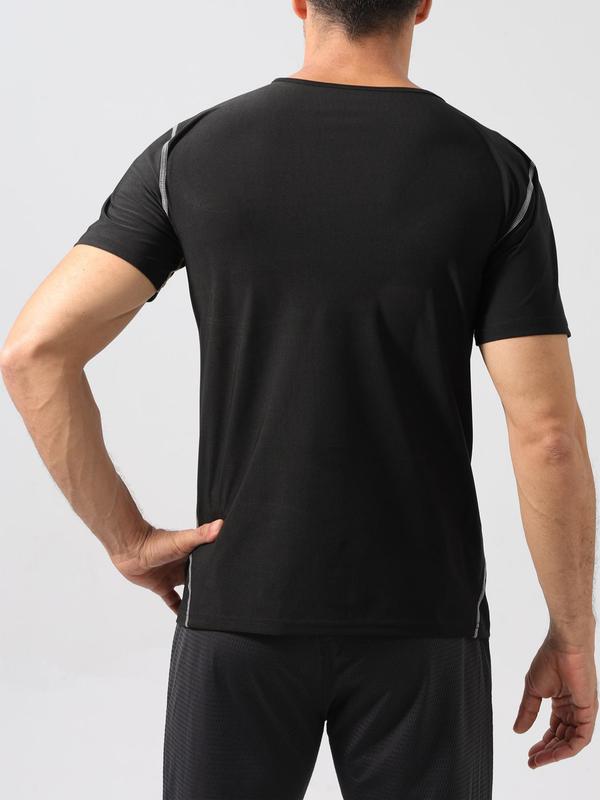 Men's Top-Stitching Sauna T-shirts, Sweat Wicking Short Sleeve Sauna Shirt, Mens Gym Clothes, Neoprene Workout Top, Athletic Clothes, Men's Sauna Shirts, Summer Compression Shirt