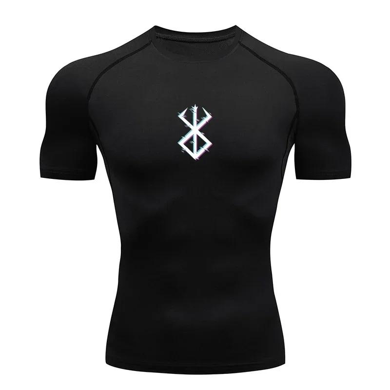 Print Compression Shirts for Men Athletic Quick Dry Tshirts Tops Gym Workout Fitness Undershirts Baselayers Anime Rash Guard