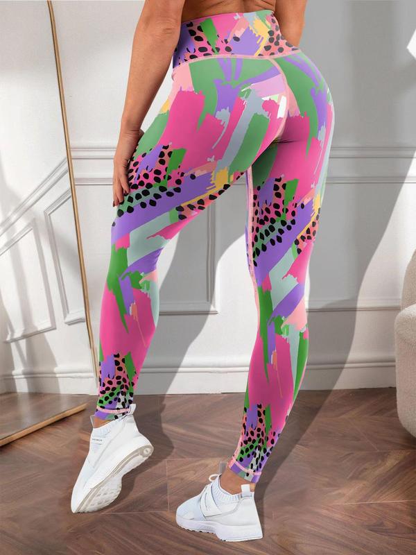 Women's All Over Print High Waist Leggings, Casual Comfy Breathable Skinny Pants for Yoga Gym Workout, Ladies Bottoms for All Seasons