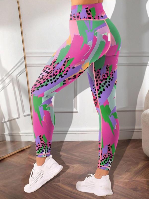 Women's All Over Print High Waist Leggings, Casual Comfy Breathable Skinny Pants for Yoga Gym Workout, Ladies Bottoms for All Seasons