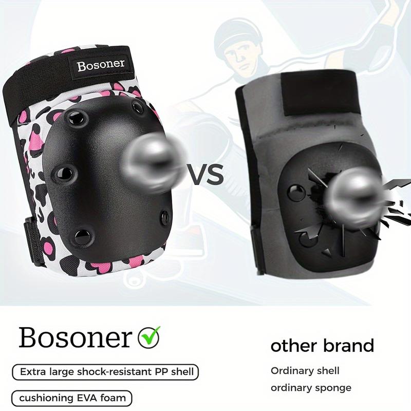 BOSONER Adult Women Knee Pads, Elbow Pads, Wrist Guard 6 In 1 Protective Gear Set For Skating Skate Skateboarding, BMX Bicycle Inline Roller For Men Women