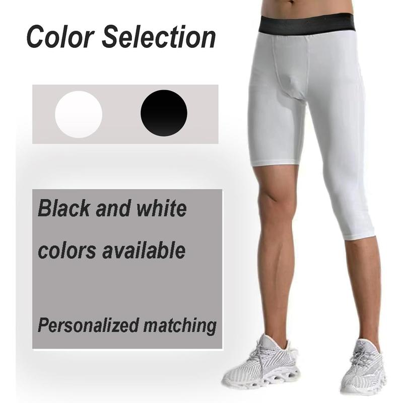 Single Leg 3 4 Tight Sports Pants Men's Pants Althletic Baselayer Underwear for Basketball Running