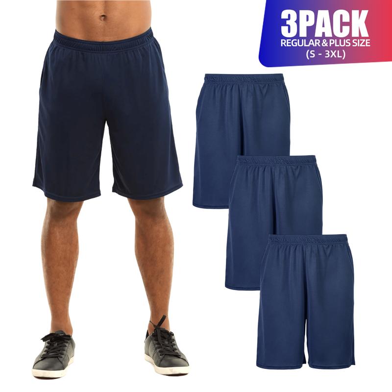 3 Pack Men’s Drawstring Waist Shorts with Packets S-3XL Regular Big&Tall Solid Elastic Waistband Running Training Gym Workout Sports Bottoms Menswear