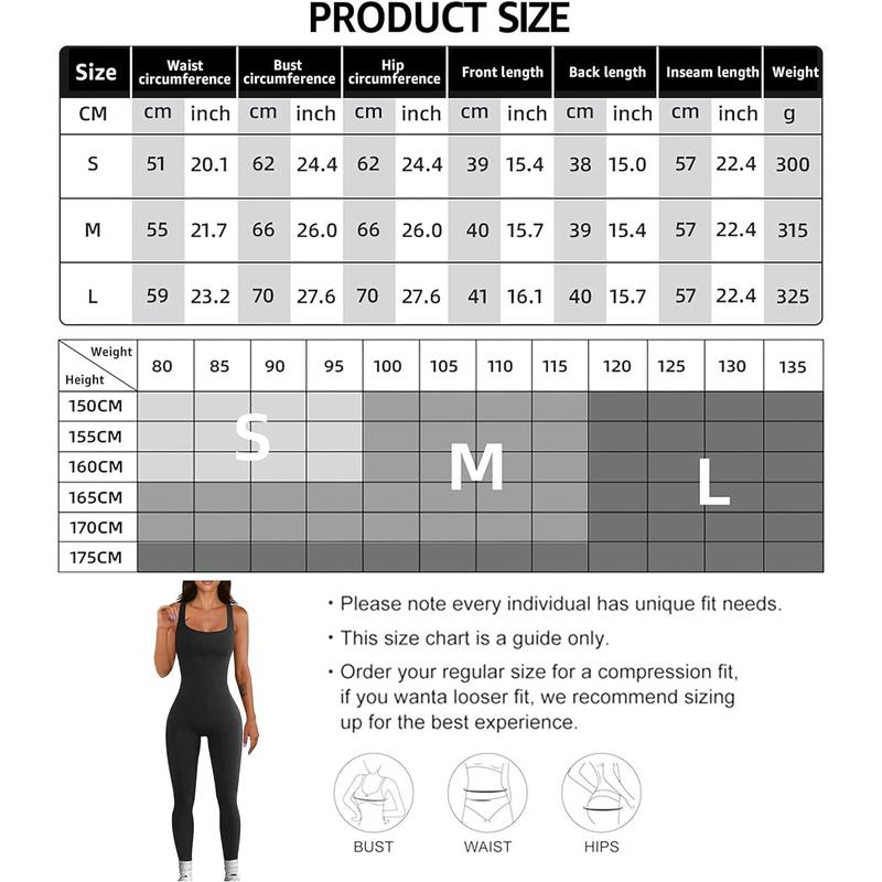 UNIQUEBELLA Workout Jumpsuits for Women Tummy Control Sexy Ribbed Seamless Romper Square Neck Built-In Bra Yoga Jumpsuit