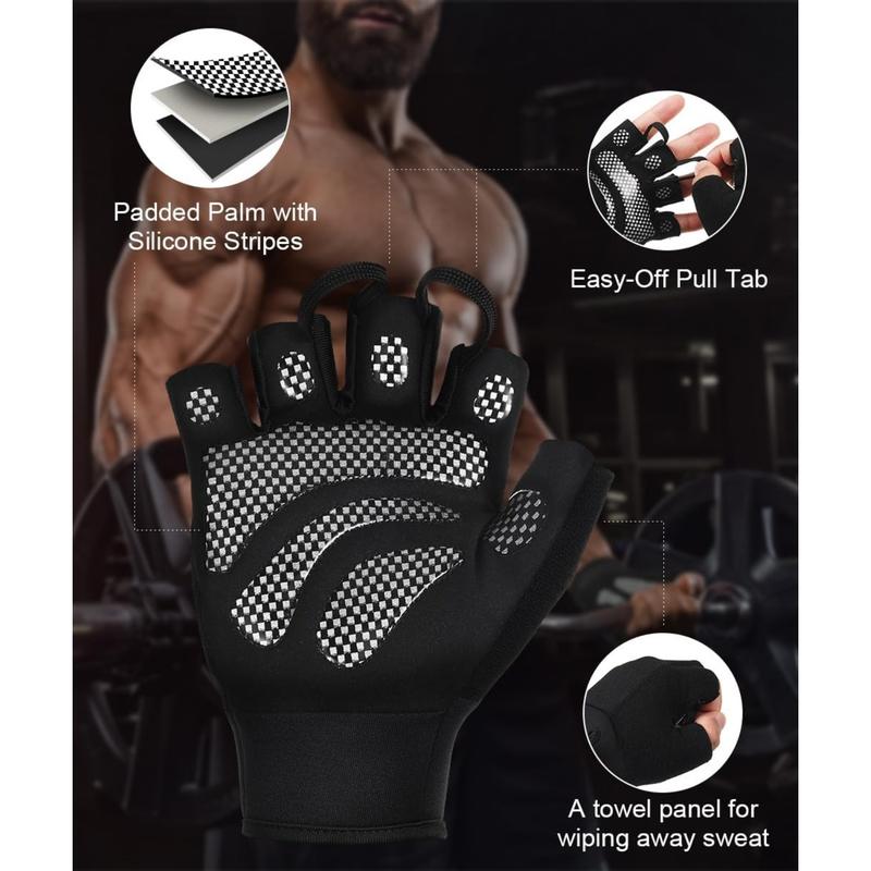 Fingerless Workout Gloves for Men and Women, Lightweight Breathable Fitness Gloves for Weightlifting, Cycling, Climbing, Rowing