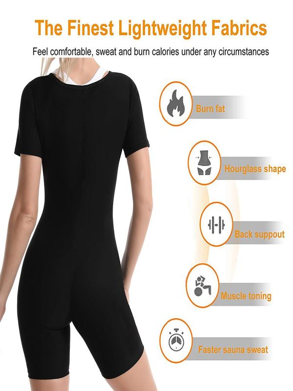 Women's Solid Zip Up Open Bust Design Sports Romper, Breathable Comfortable Tight-fitting Short Sleeve Bodysuit for Workout Gym Exercise, Ladies Sportswear for All Seasons