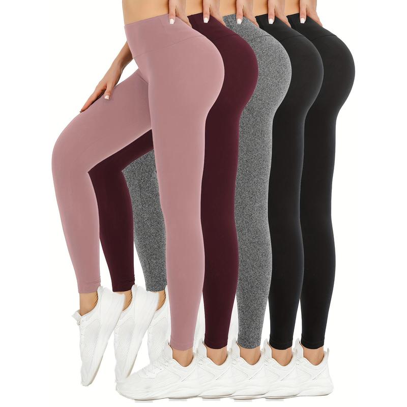 5 Pack High Waisted Yoga Leggings for Women, Super Soft Athletic Tummy Control Pants, No See-Through Stretch Fabric, Workout & Running Gear