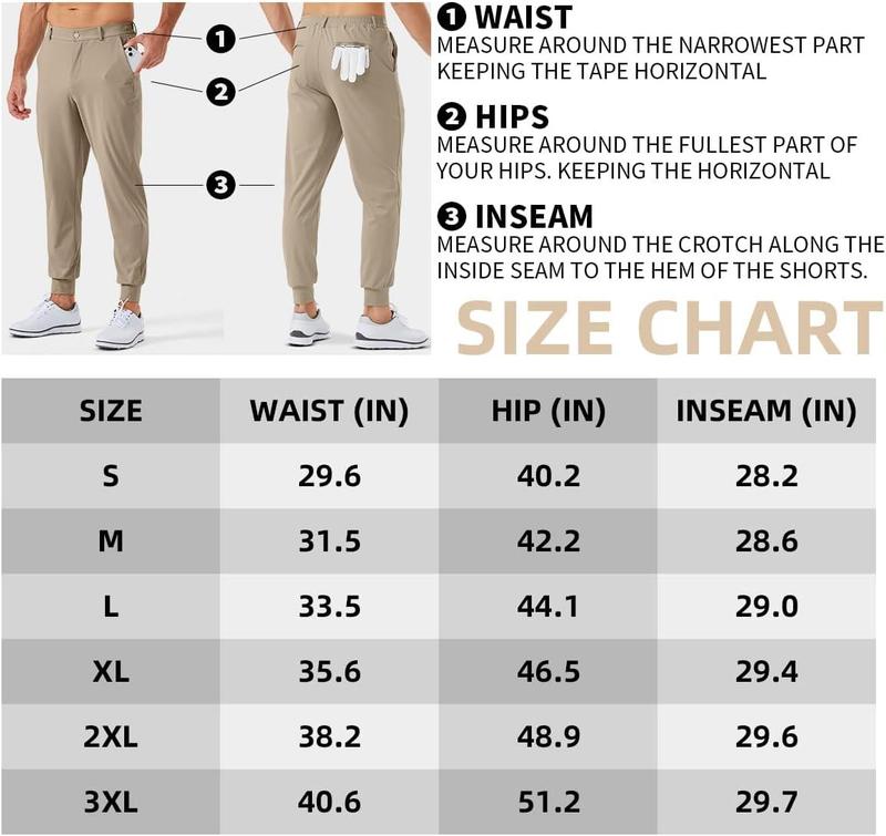 Men's Golf Joggers Pants with 5 Pockets Slim Fit Stretch Sweatpants Running Travel Dress Work Pants for Men