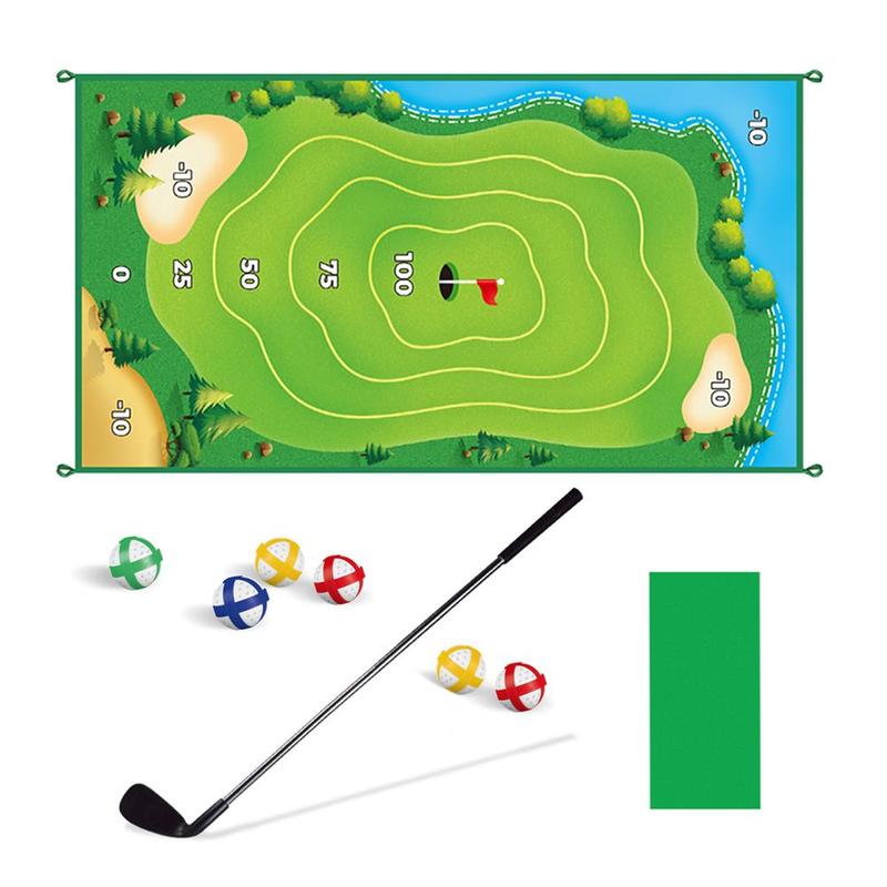 Golf Putting Mat, 1 Set Golf Putting Practice Mat with Golf Clubs & Balls & Bag & More, Indoor Outdoor Golf Training Equipment for Adults & Teens