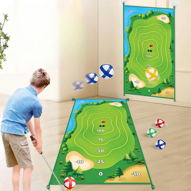 Golf Putting Mat, 1 Set Golf Putting Practice Mat with Golf Clubs & Balls & Bag & More, Indoor Outdoor Golf Training Equipment for Adults & Teens