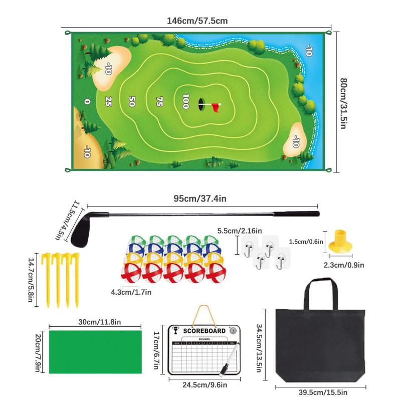 Golf Putting Mat, 1 Set Golf Putting Practice Mat with Golf Clubs & Balls & Bag & More, Indoor Outdoor Golf Training Equipment for Adults & Teens