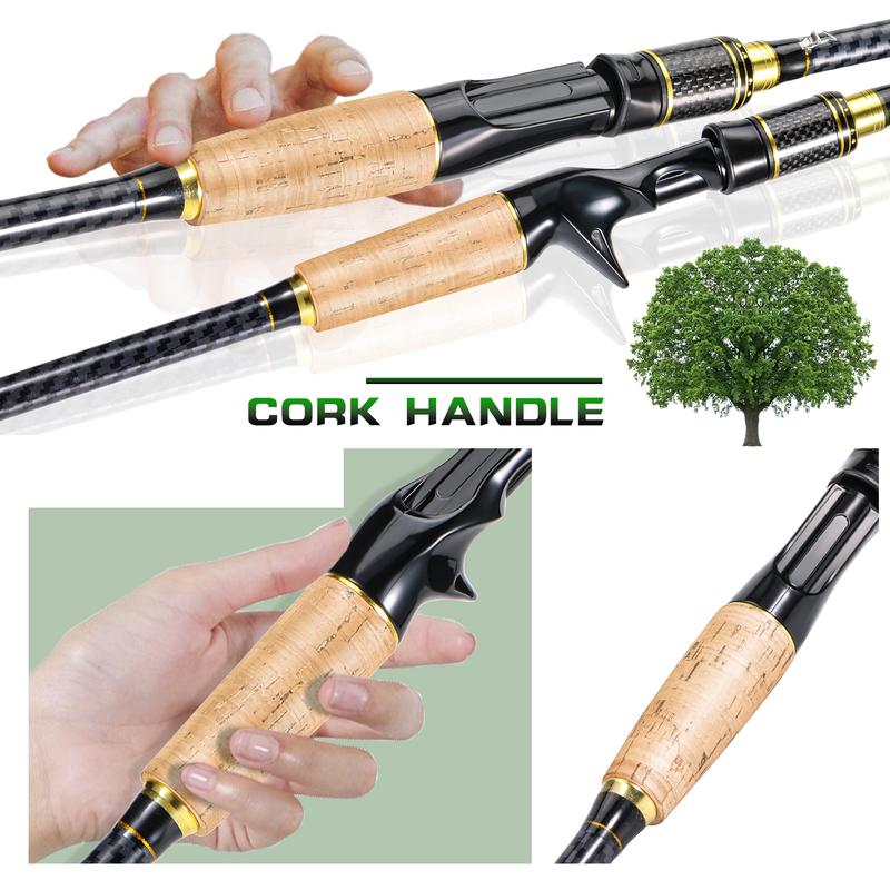 Sougayilang Spinning Casting Fishing Rod, Lightweight Ultra Portable with EVA and Cork Handle, Powerful Fishing Equipment for Freshwater and Saltwater