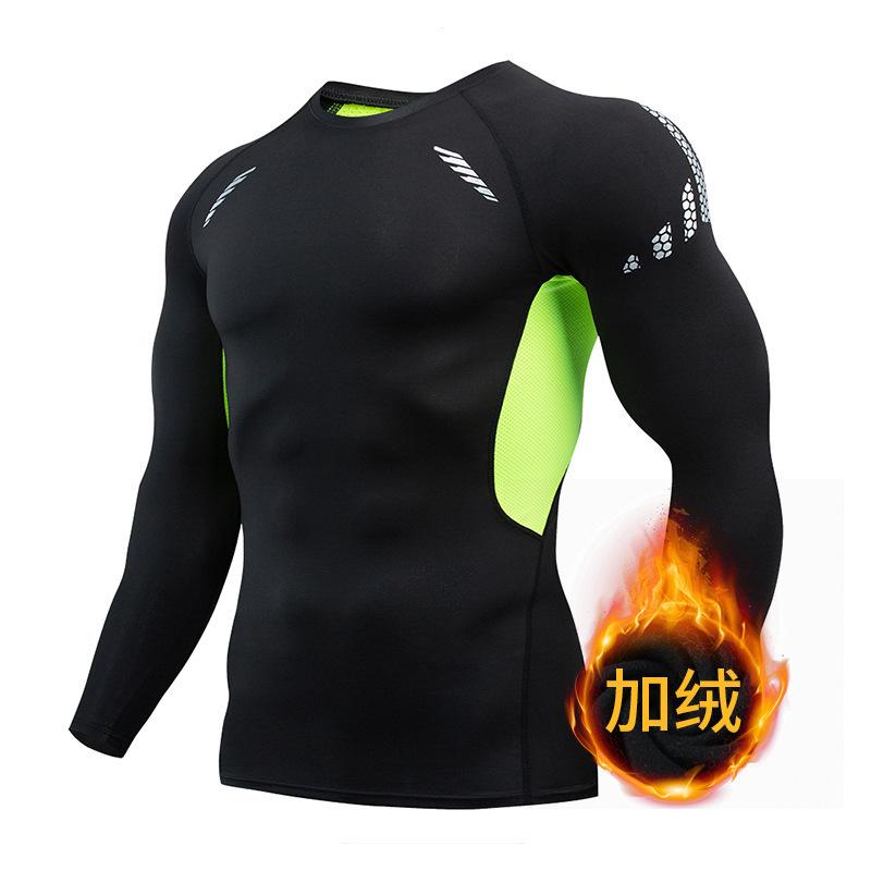 Winter Outdoors Fleece-lined Warm Sports Tights Suit Fitness Running Basketball Outdoor Training Men's Workout Clothes Halloween