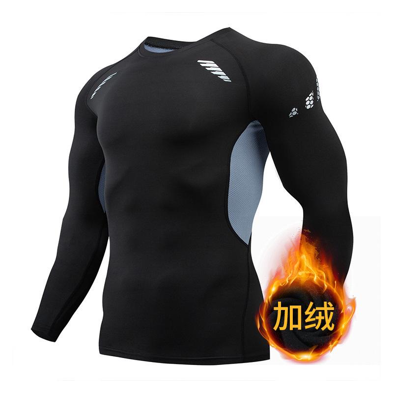 Winter Outdoors Fleece-lined Warm Sports Tights Suit Fitness Running Basketball Outdoor Training Men's Workout Clothes Halloween