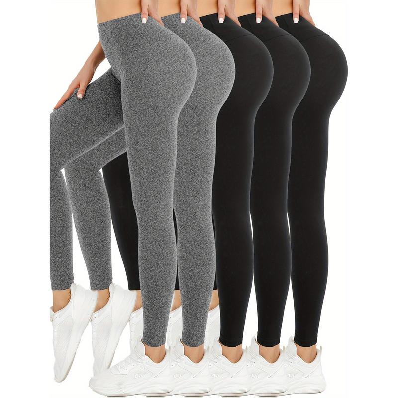 5 Pack High Waisted Yoga Leggings for Women, Super Soft Athletic Tummy Control Pants, No See-Through Stretch Fabric, Workout & Running Gear