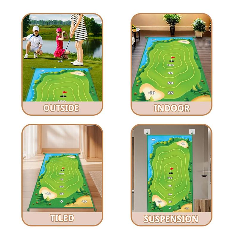 Golf Putting Mat, 1 Set Golf Putting Practice Mat with Golf Clubs & Balls & Bag & More, Indoor Outdoor Golf Training Equipment for Adults & Teens