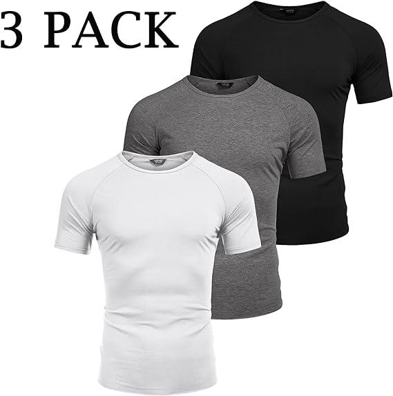 COOFANDY Men's 3 Pack Workout T Shirts Short Sleeve Gym Bodybuilding Muscle Shirts Base Layer Fitness Tee Tops