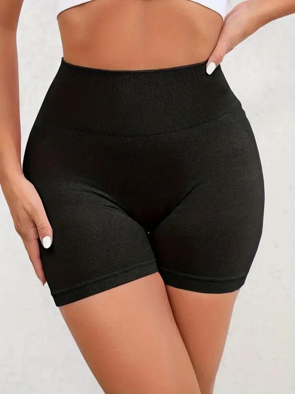 Women's High Waist Seamless Sports Short Leggings, Solid Tight Yoga Leggings, Ladies Gym Shorts Sportswear Clothing for Indoor Outdoor Wear