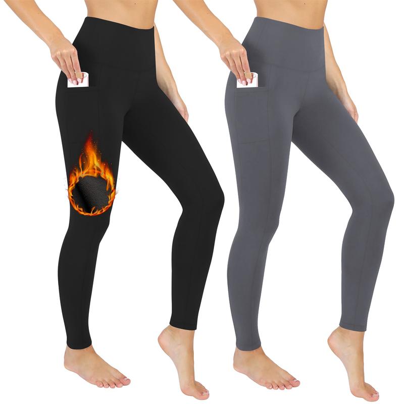 3 Pack Fleece Lined Leggings with Pockets for Women Thermal Leggings for Women High Waisted Yoga Pants Winter Workout Leggings